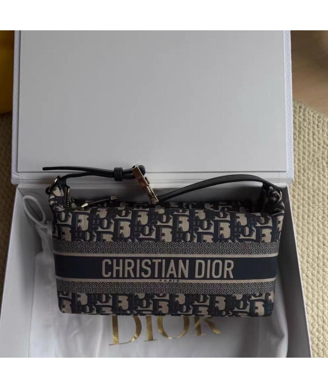 CHRISTIAN DIOR Хаки тканевая сумка через плечо, фото 4