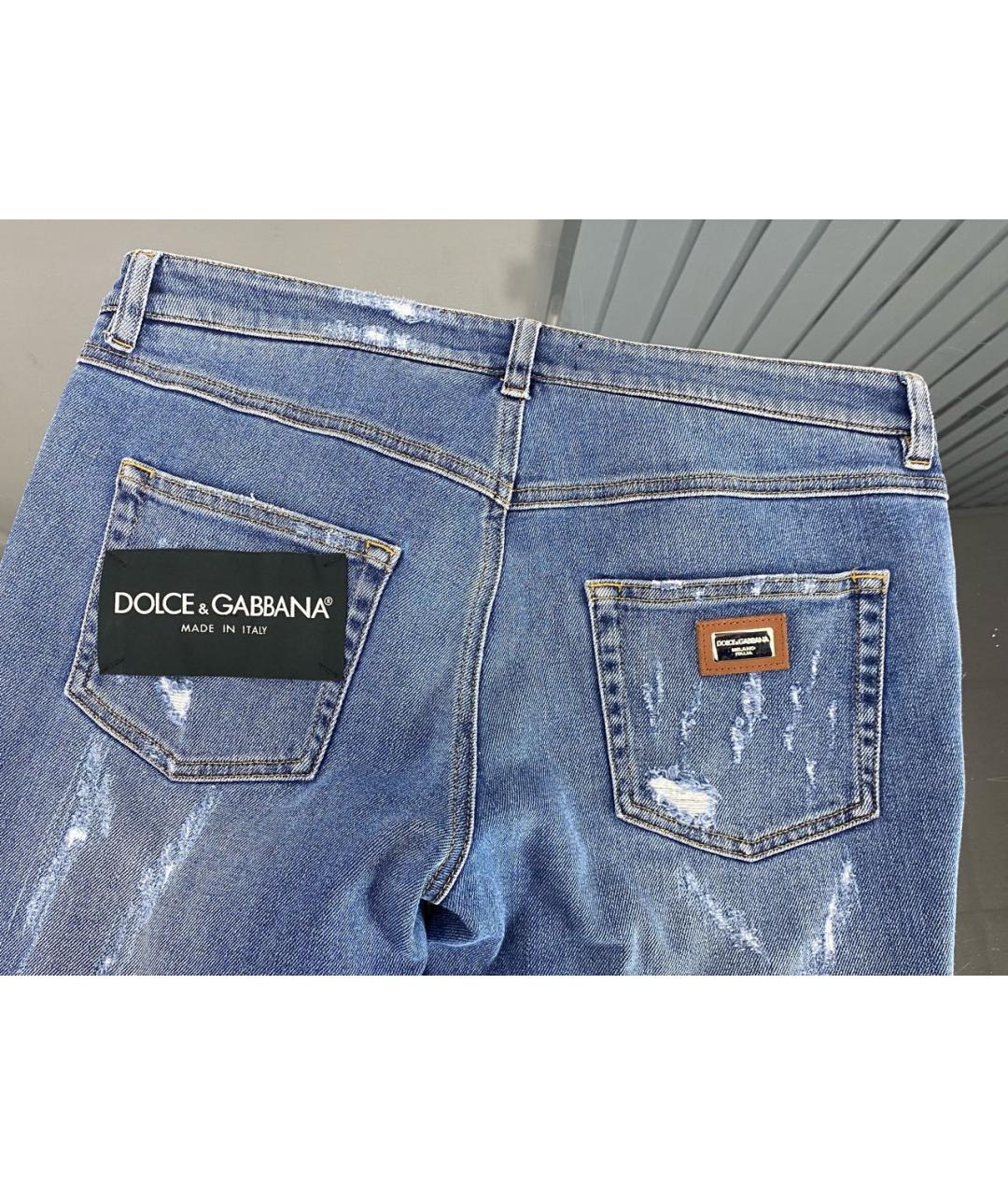 DOLCE&GABBANA Голубые хлопко-эластановые джинсы слим, фото 4