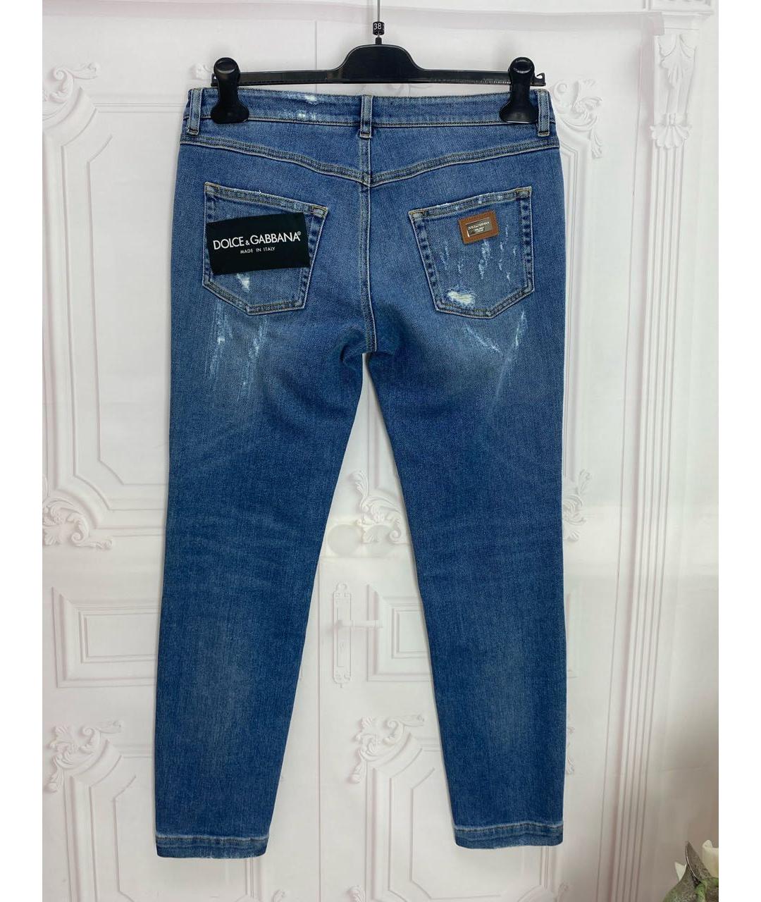 DOLCE&GABBANA Голубые хлопко-эластановые джинсы слим, фото 2