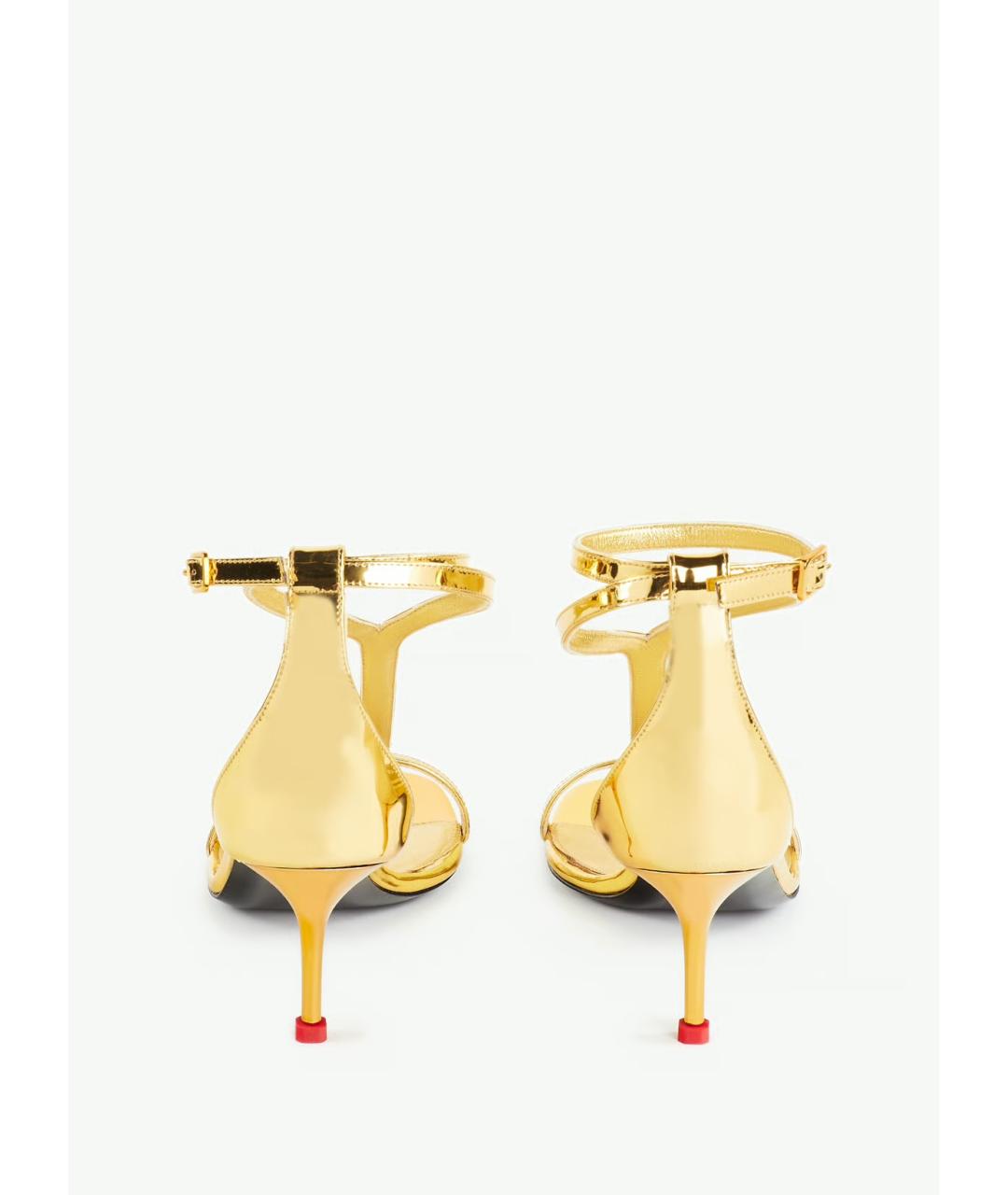ALEXANDER MCQUEEN Золотые кожаные босоножки, фото 3