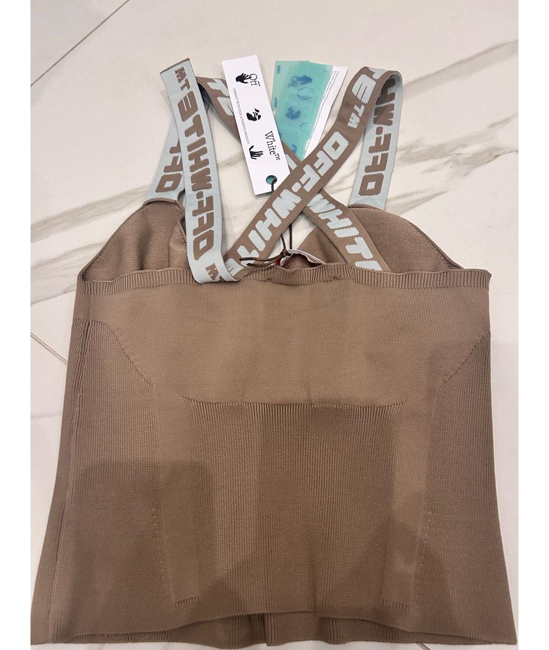 OFF-WHITE Бежевая полиэстеровая майка, фото 2