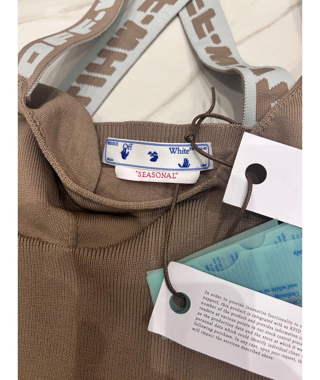 OFF-WHITE Бежевая полиэстеровая майка, фото 3