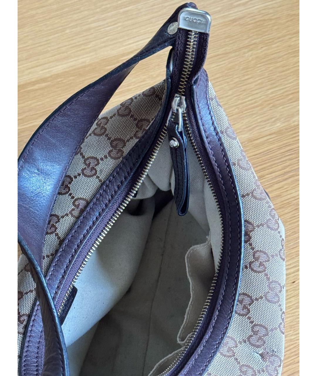 GUCCI Коричневая тканевая сумка тоут, фото 4