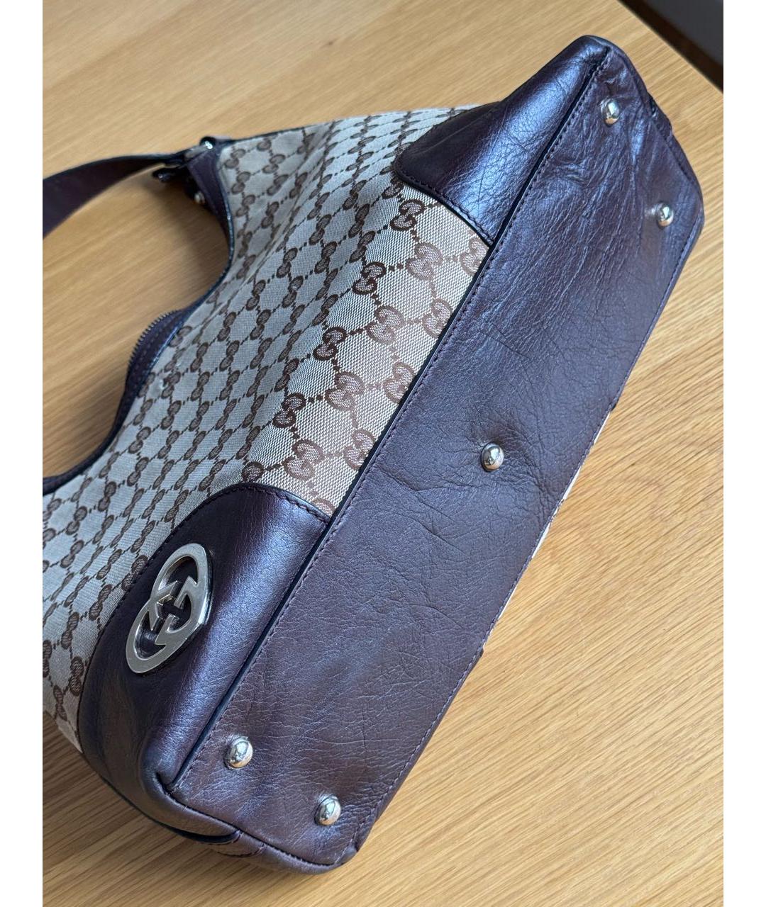 GUCCI Коричневая тканевая сумка тоут, фото 6