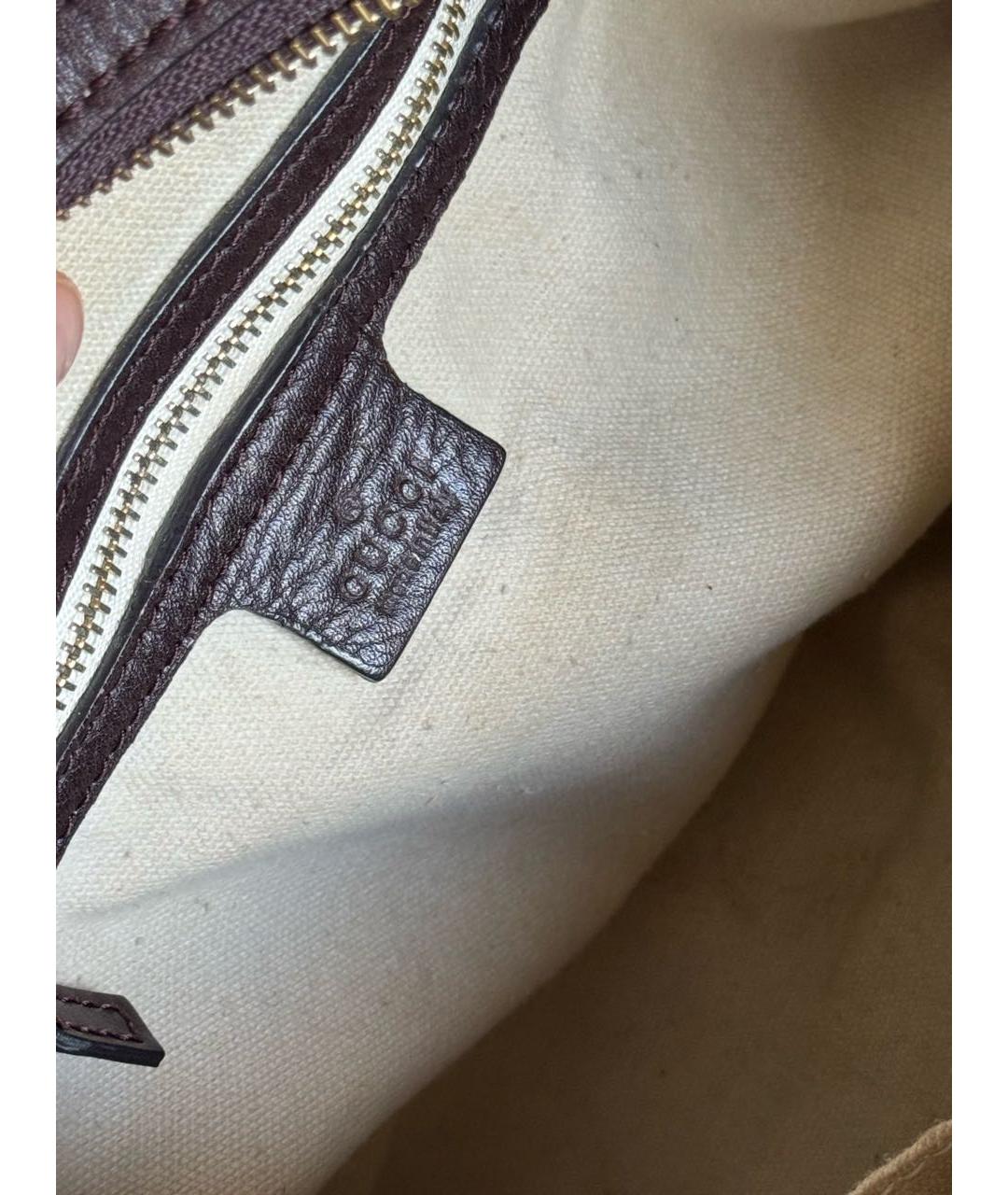 GUCCI Коричневая тканевая сумка тоут, фото 7