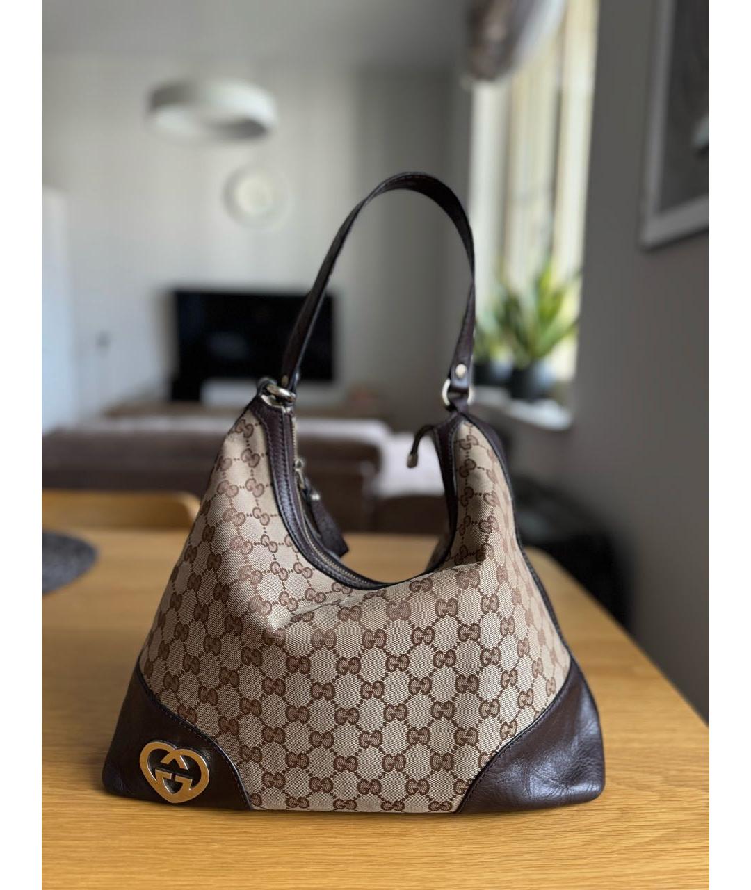 GUCCI Коричневая тканевая сумка тоут, фото 9