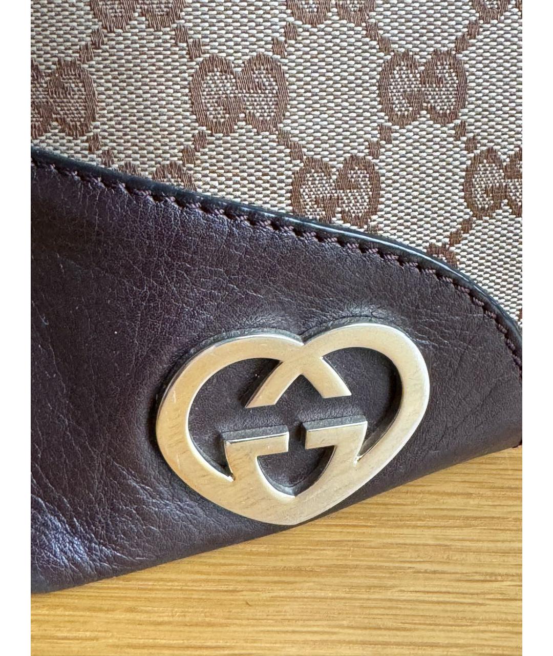 GUCCI Коричневая тканевая сумка тоут, фото 5