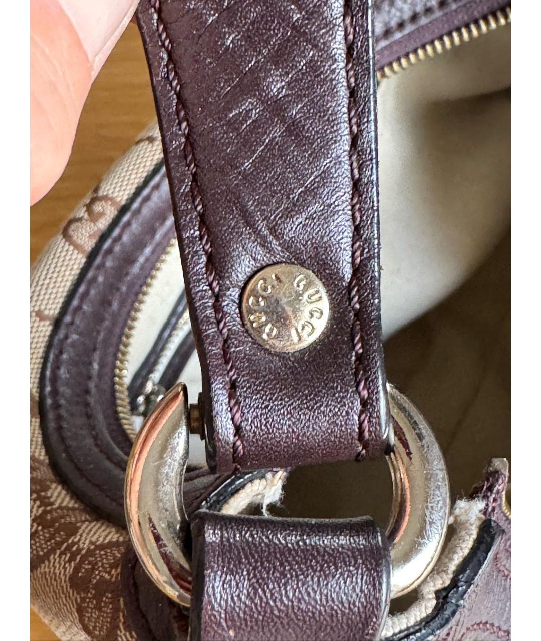 GUCCI Коричневая тканевая сумка тоут, фото 8