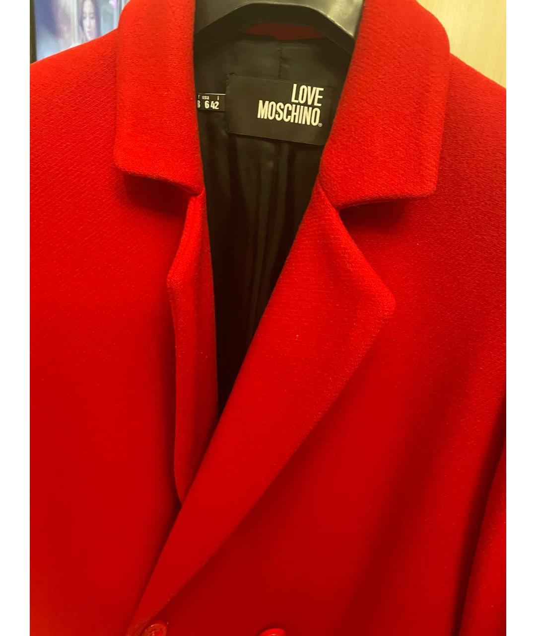LOVE MOSCHINO Красное шерстяное пальто, фото 4