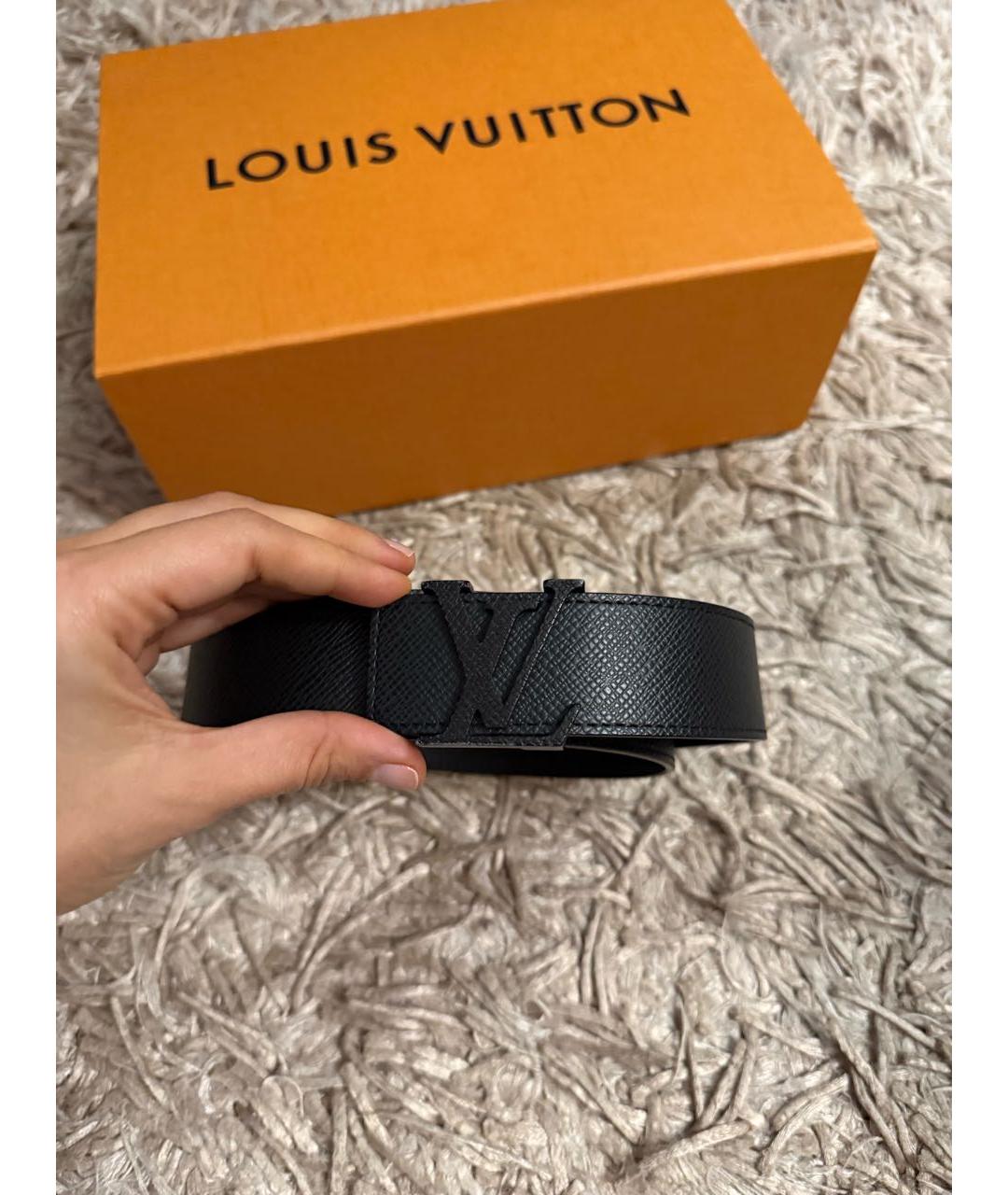 LOUIS VUITTON Черный кожаный ремень, фото 3