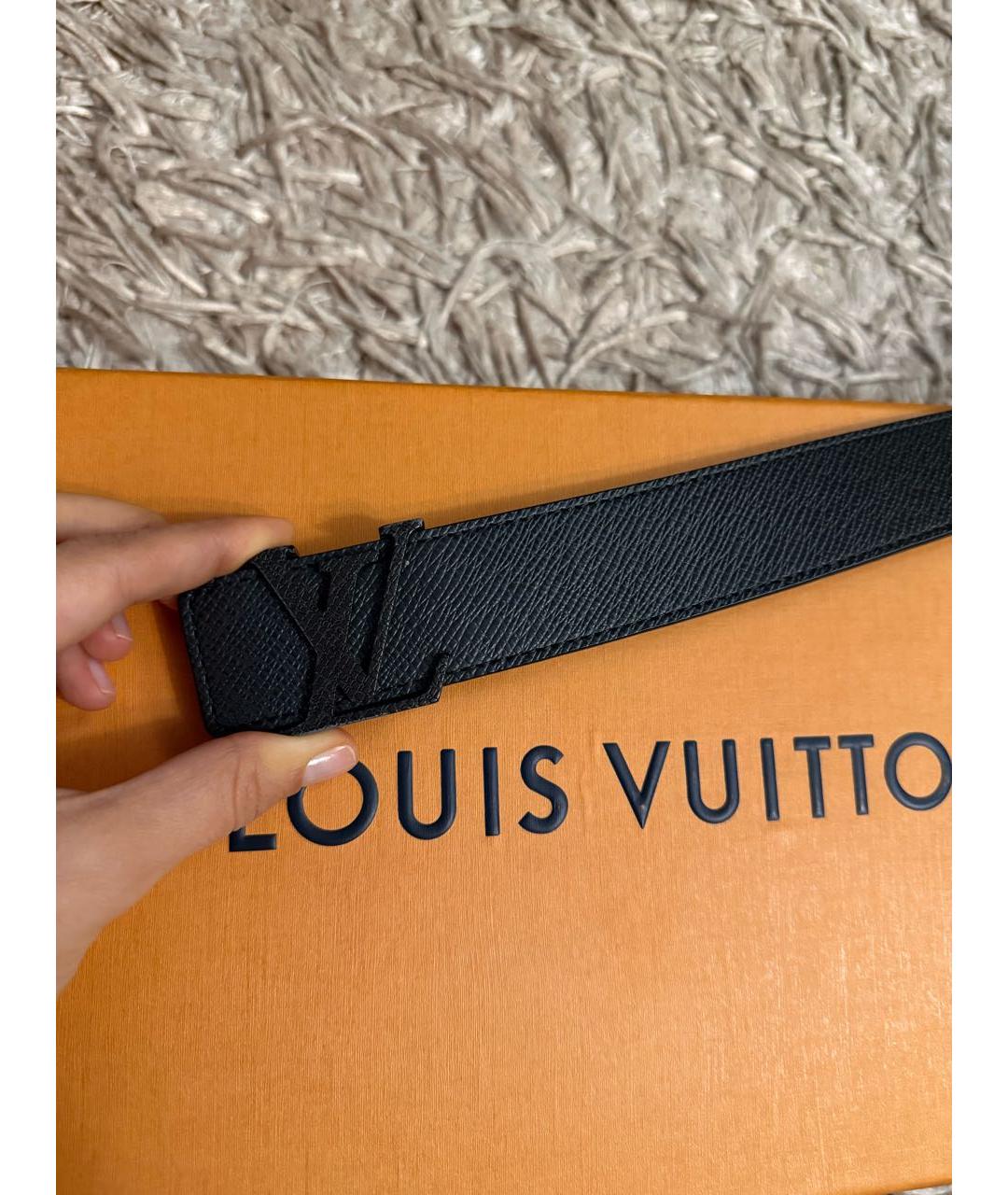 LOUIS VUITTON Черный кожаный ремень, фото 4