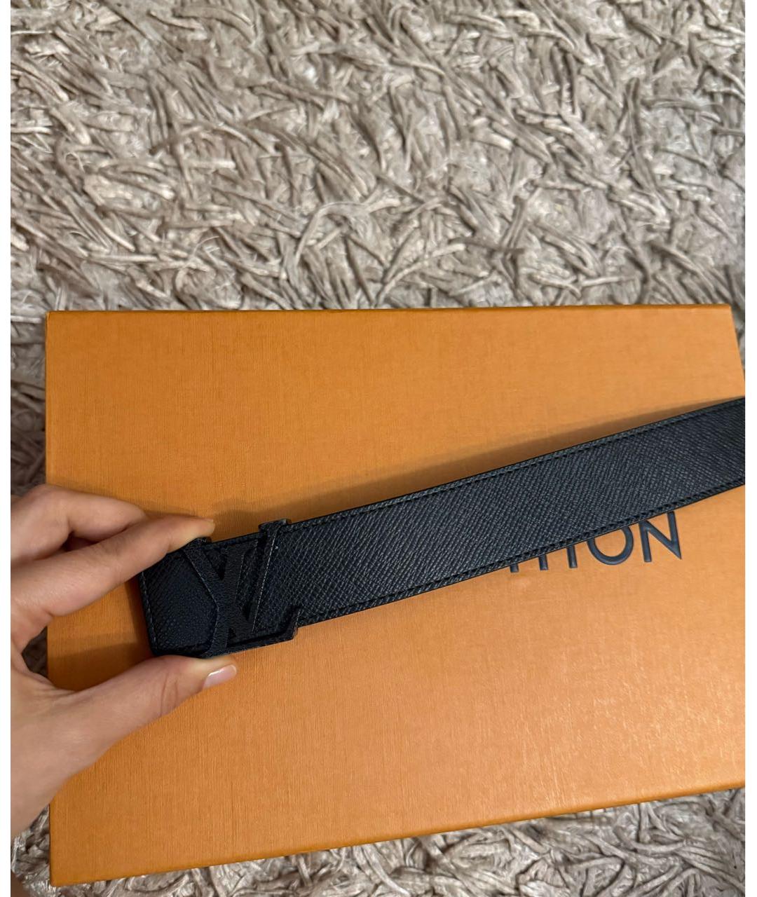 LOUIS VUITTON Черный кожаный ремень, фото 5