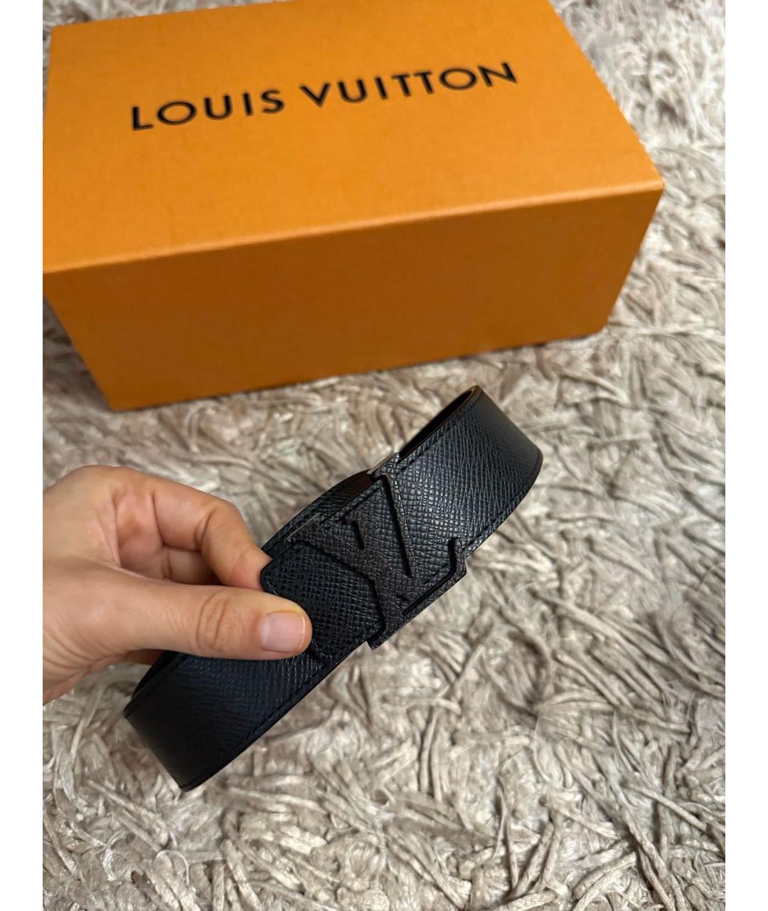 LOUIS VUITTON Черный кожаный ремень, фото 2