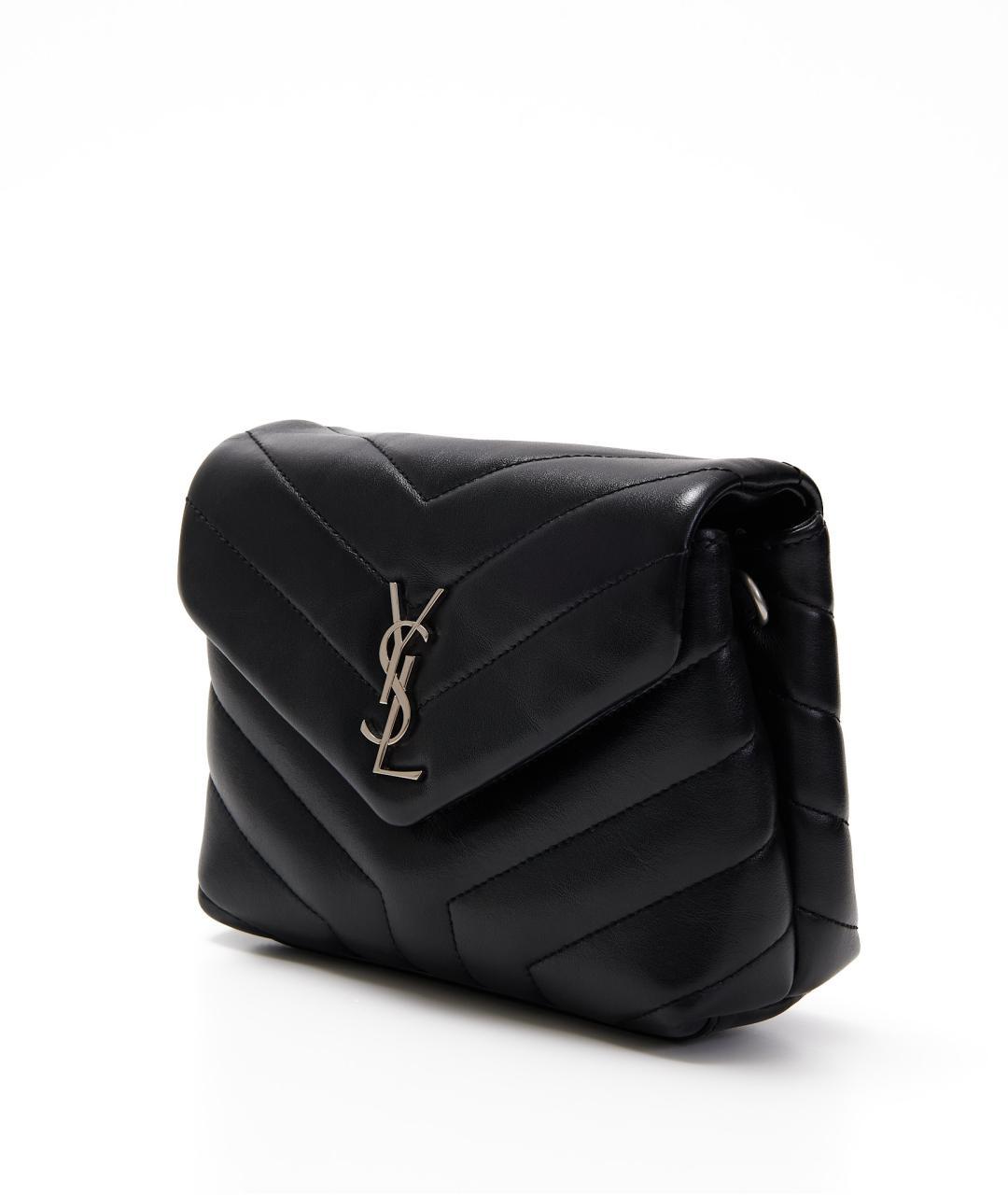 SAINT LAURENT Черная кожаная сумка через плечо, фото 3