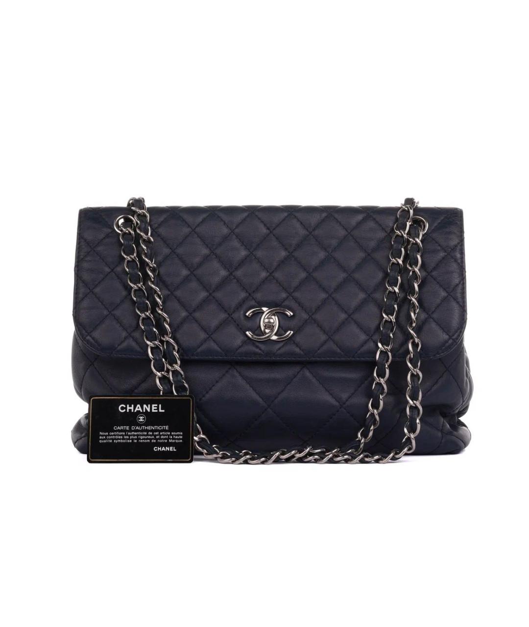 CHANEL Темно-синяя кожаная сумка через плечо, фото 2
