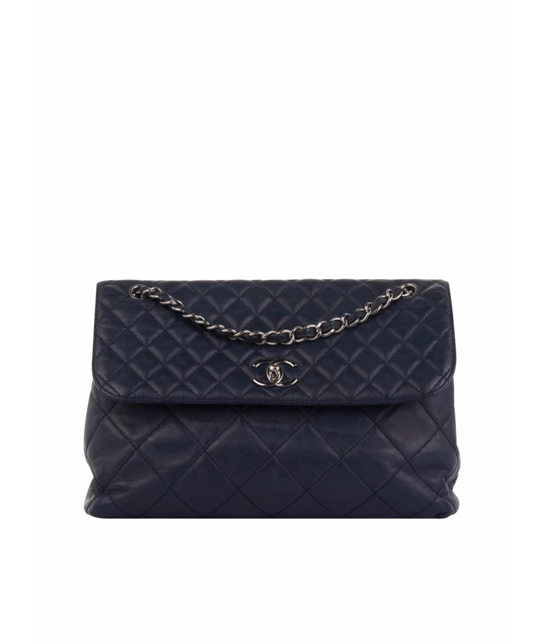 CHANEL Темно-синяя кожаная сумка через плечо, фото 1