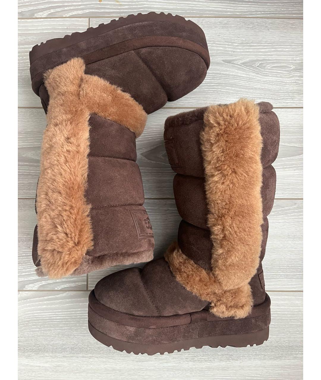 UGG AUSTRALIA Коричневые замшевые сапоги, фото 4