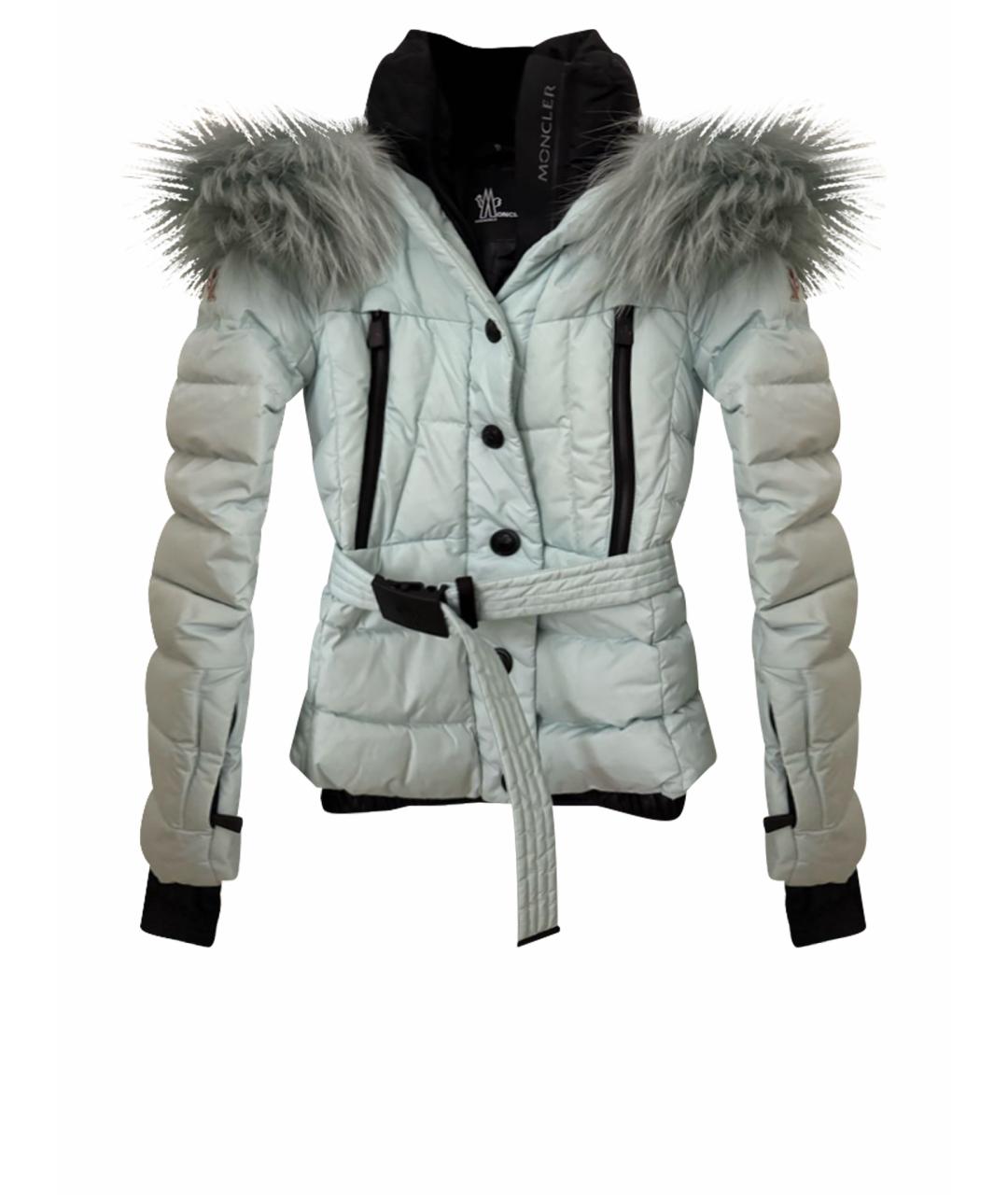 MONCLER Голубая атласная куртка, фото 1