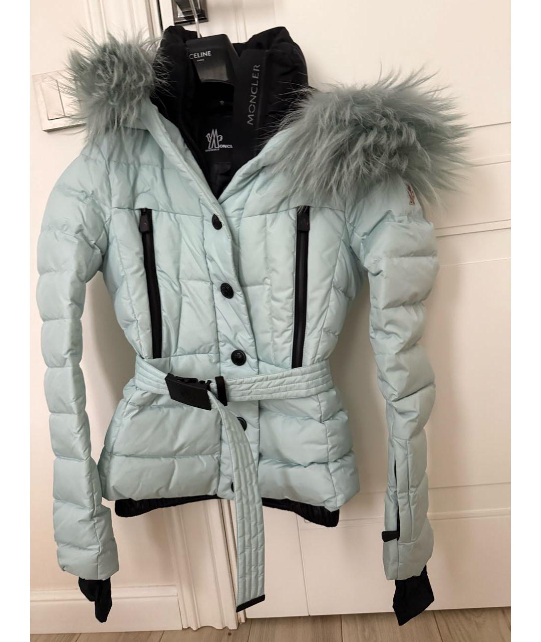 MONCLER Голубая атласная куртка, фото 5