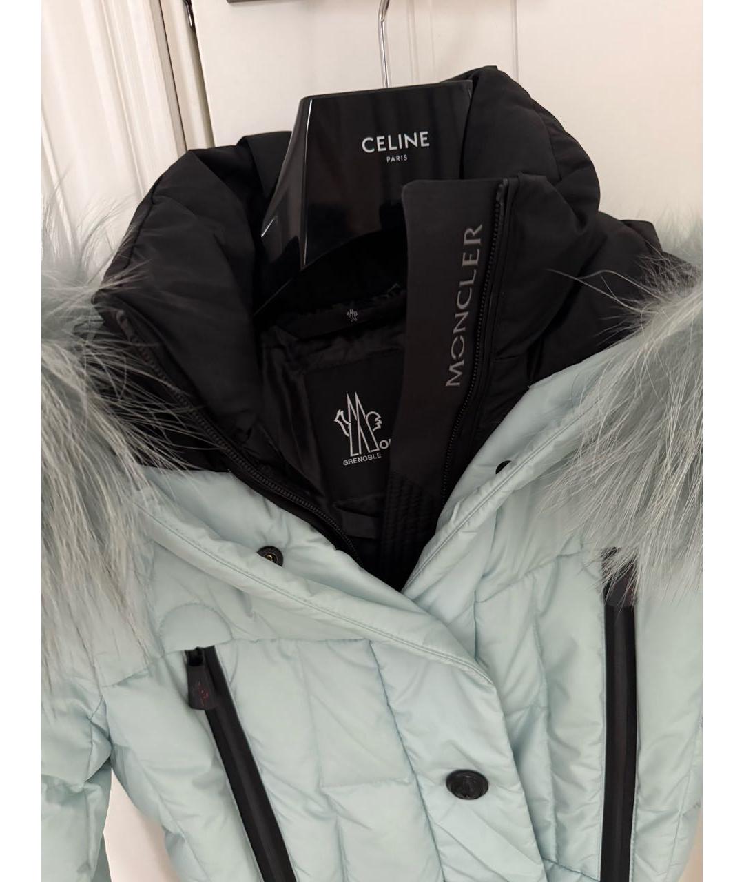 MONCLER Голубая атласная куртка, фото 3