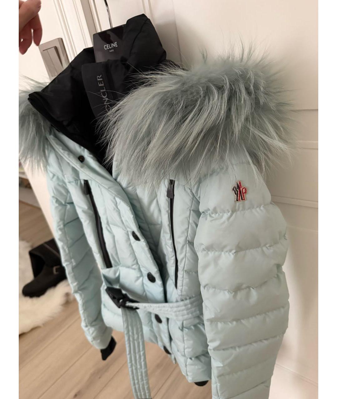 MONCLER Голубая атласная куртка, фото 4