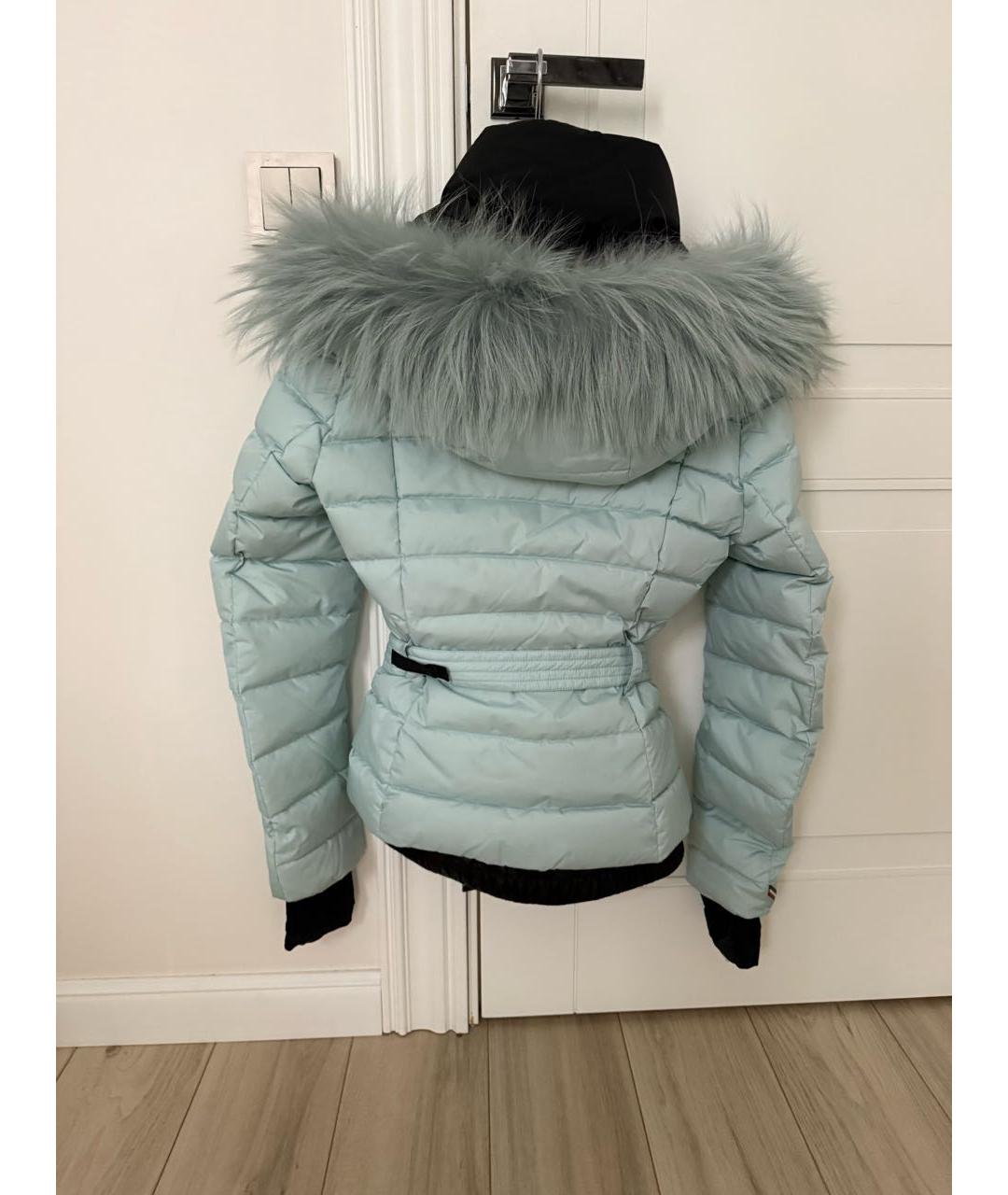 MONCLER Голубая атласная куртка, фото 2