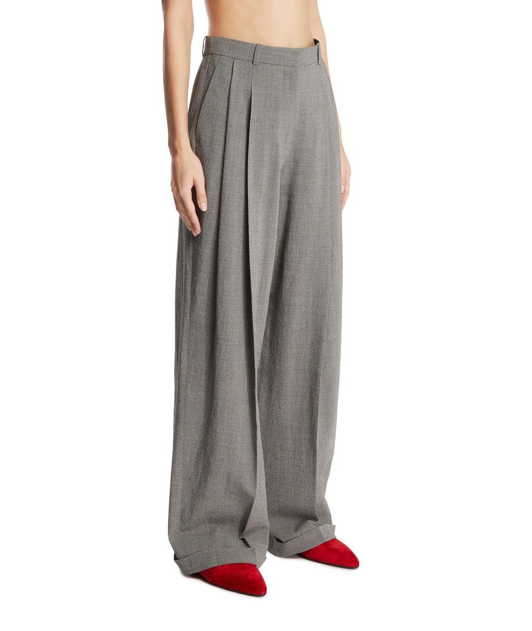 THE ROW Серые шерстяные брюки широкие, фото 4
