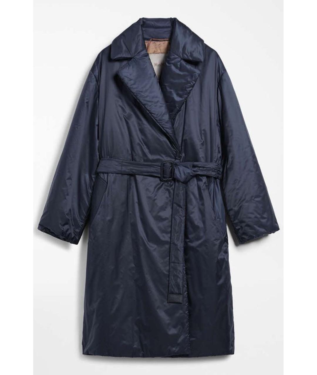 MAX MARA Темно-синее полиэстеровое пальто, фото 9