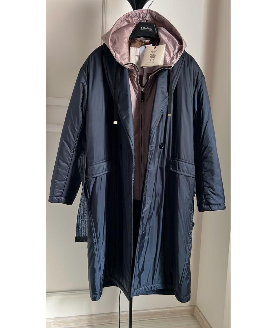 MAX MARA Темно-синее полиэстеровое пальто, фото 8