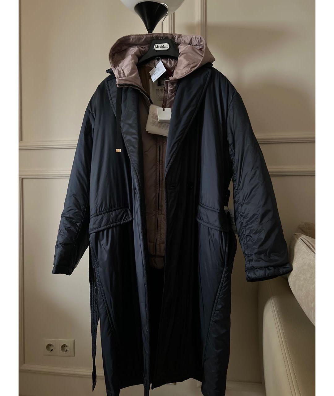 MAX MARA Темно-синее полиэстеровое пальто, фото 8