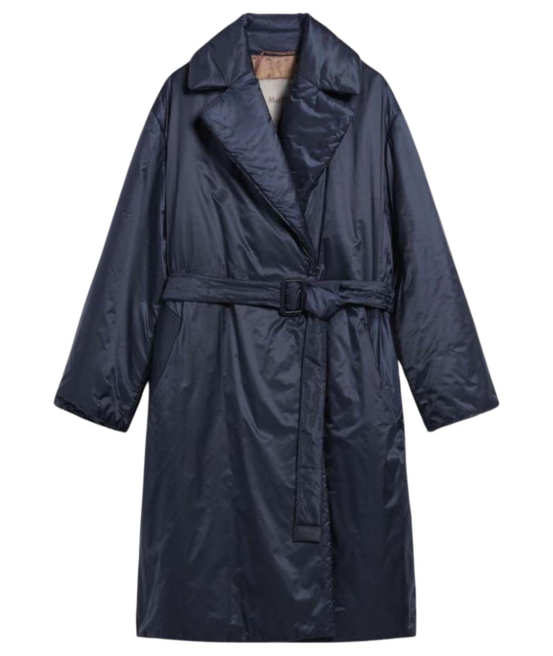 MAX MARA Темно-синее полиэстеровое пальто, фото 1