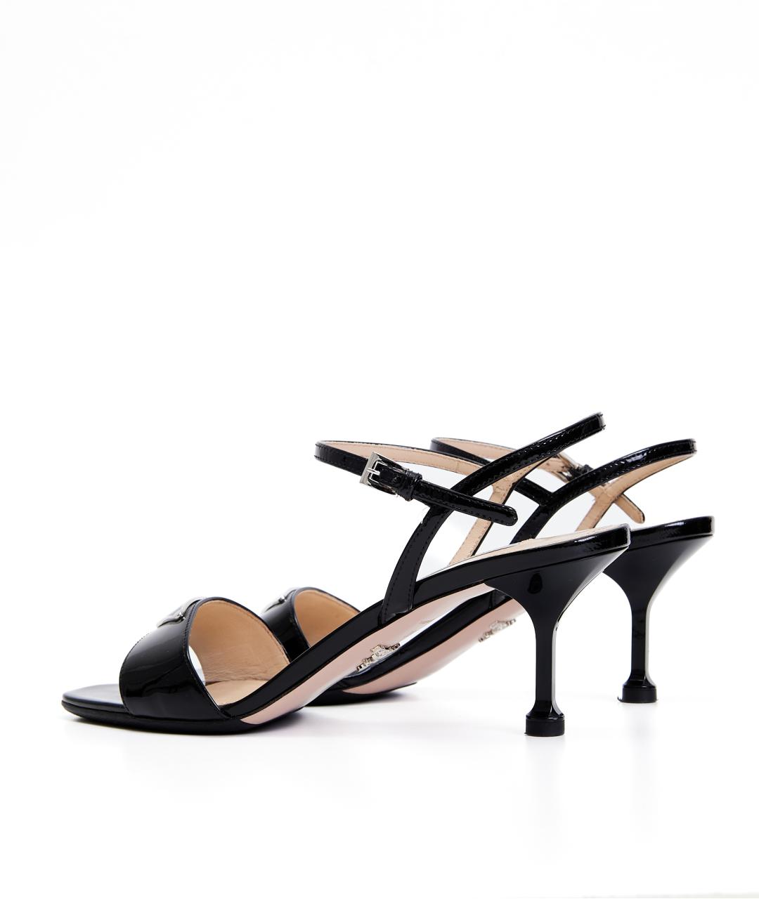 PRADA Черные кожаные босоножки, фото 3