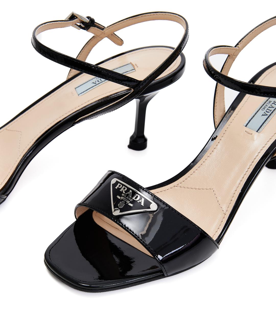 PRADA Черные кожаные босоножки, фото 4