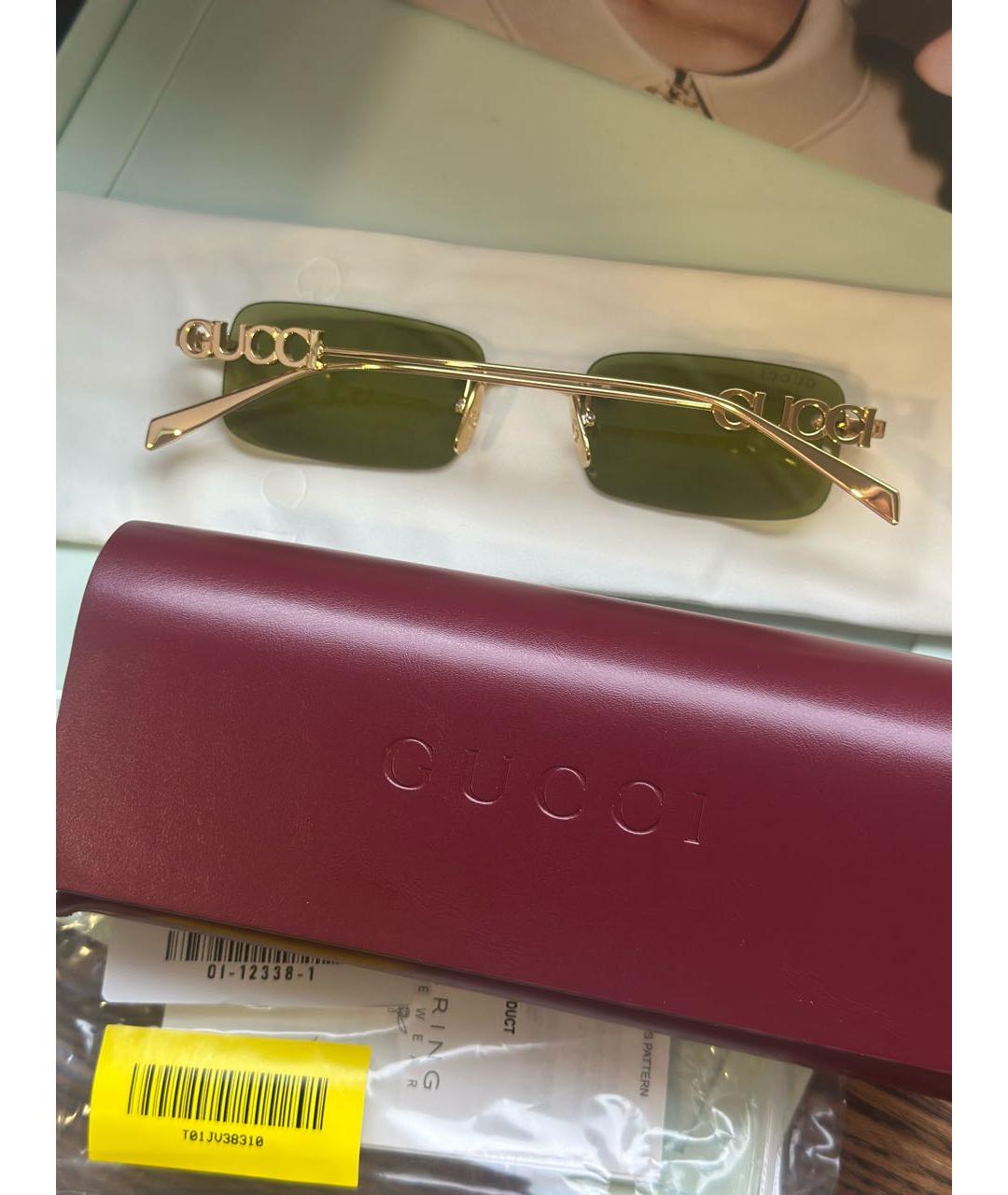 GUCCI Зеленые металлические солнцезащитные очки, фото 5