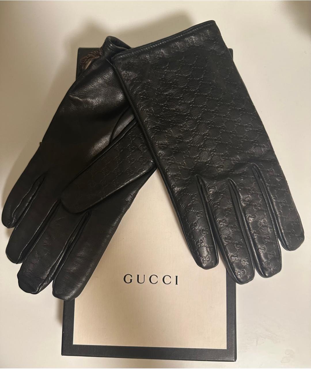 GUCCI Черные кожаные перчатки, фото 5