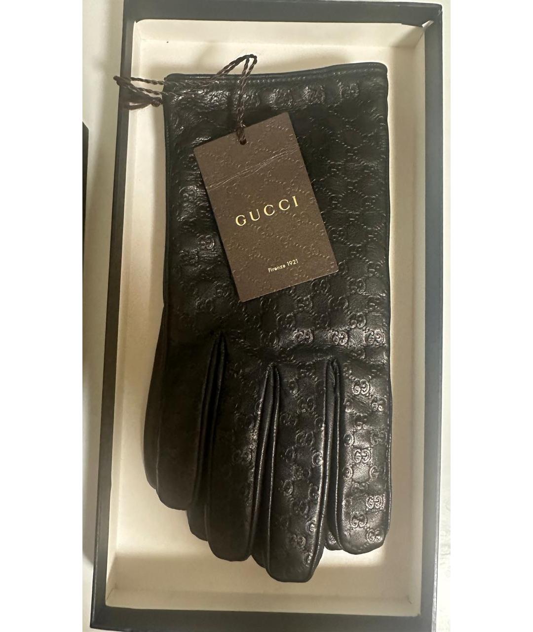 GUCCI Черные кожаные перчатки, фото 9