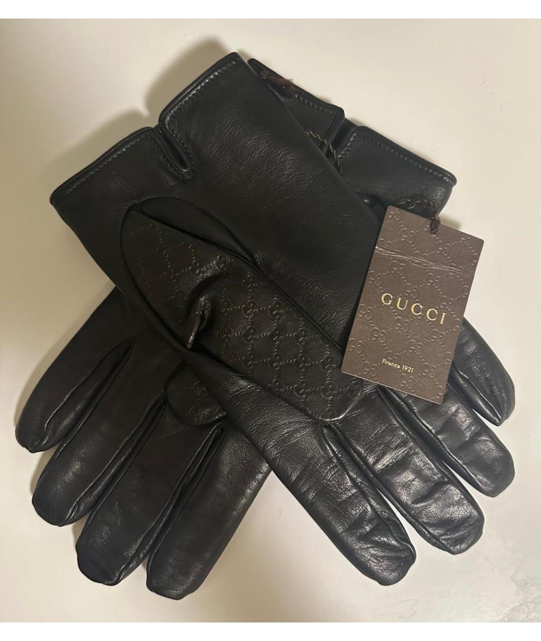 GUCCI Черные кожаные перчатки, фото 2