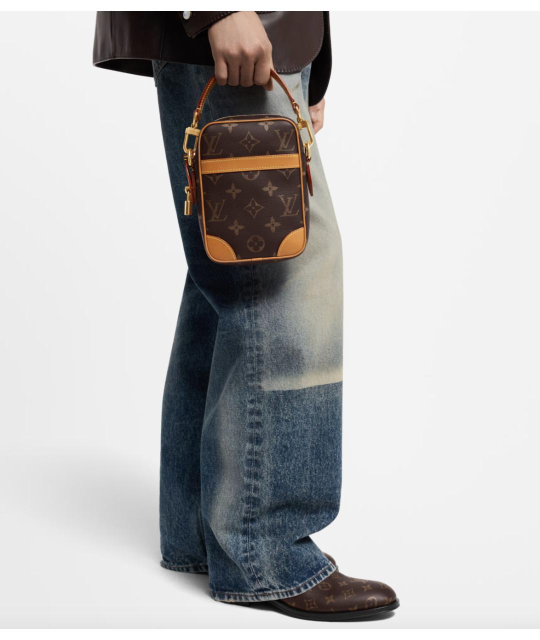 LOUIS VUITTON Коричневая кожаная сумка на плечо, фото 8