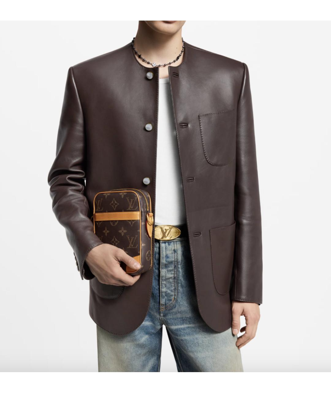 LOUIS VUITTON Коричневая кожаная сумка на плечо, фото 7
