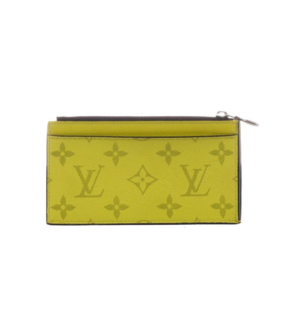 LOUIS VUITTON Желтый кожаный кардхолдер, фото 3