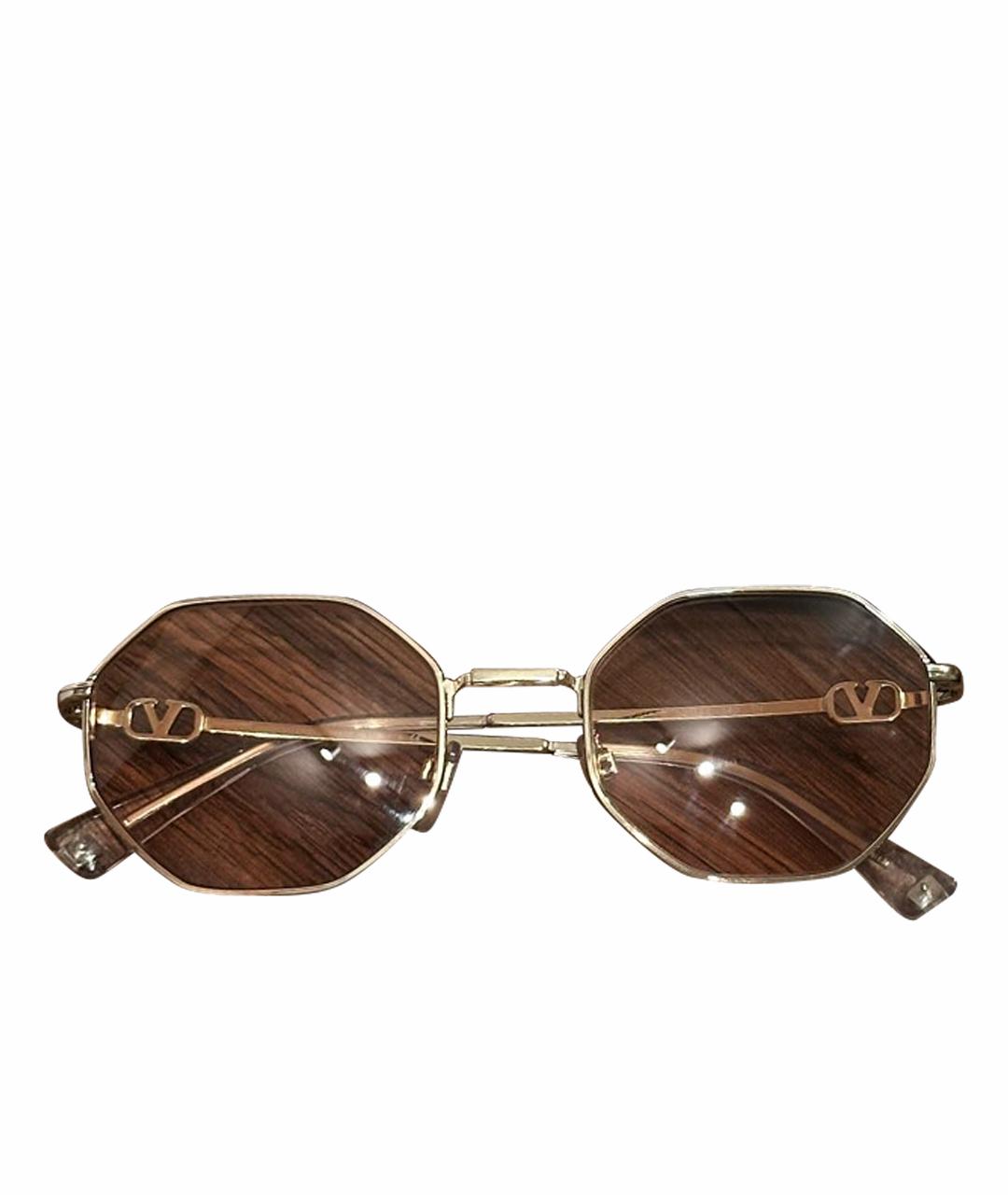 VALENTINO Золотые металлические солнцезащитные очки, фото 1