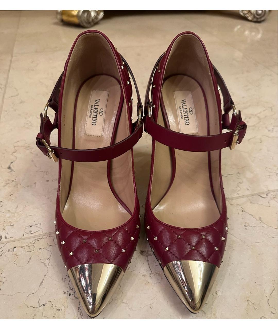 VALENTINO Бордовые кожаные туфли, фото 2