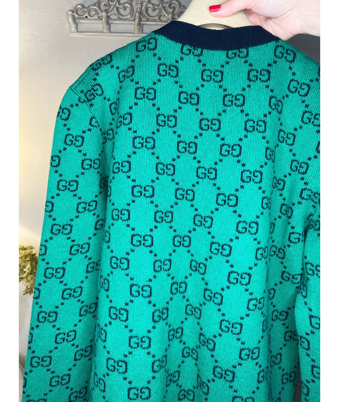 GUCCI Зеленый шерстяной джемпер / свитер, фото 4