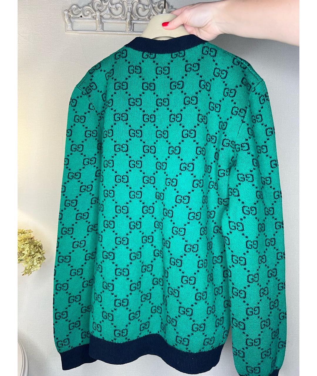 GUCCI Зеленый шерстяной джемпер / свитер, фото 3