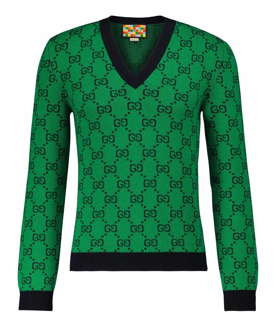 GUCCI Зеленый шерстяной джемпер / свитер, фото 1