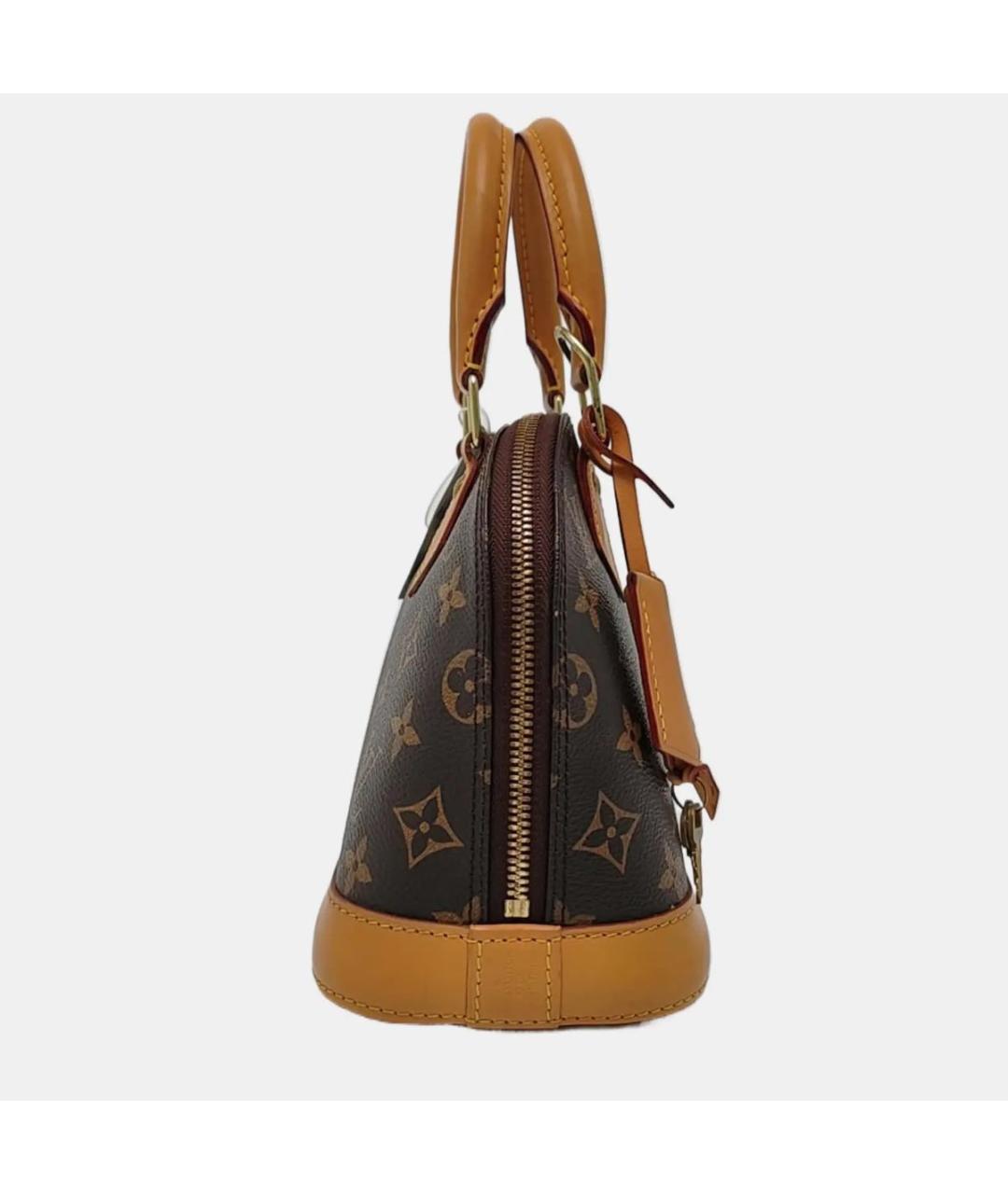 LOUIS VUITTON Коричневая кожаная сумка с короткими ручками, фото 3