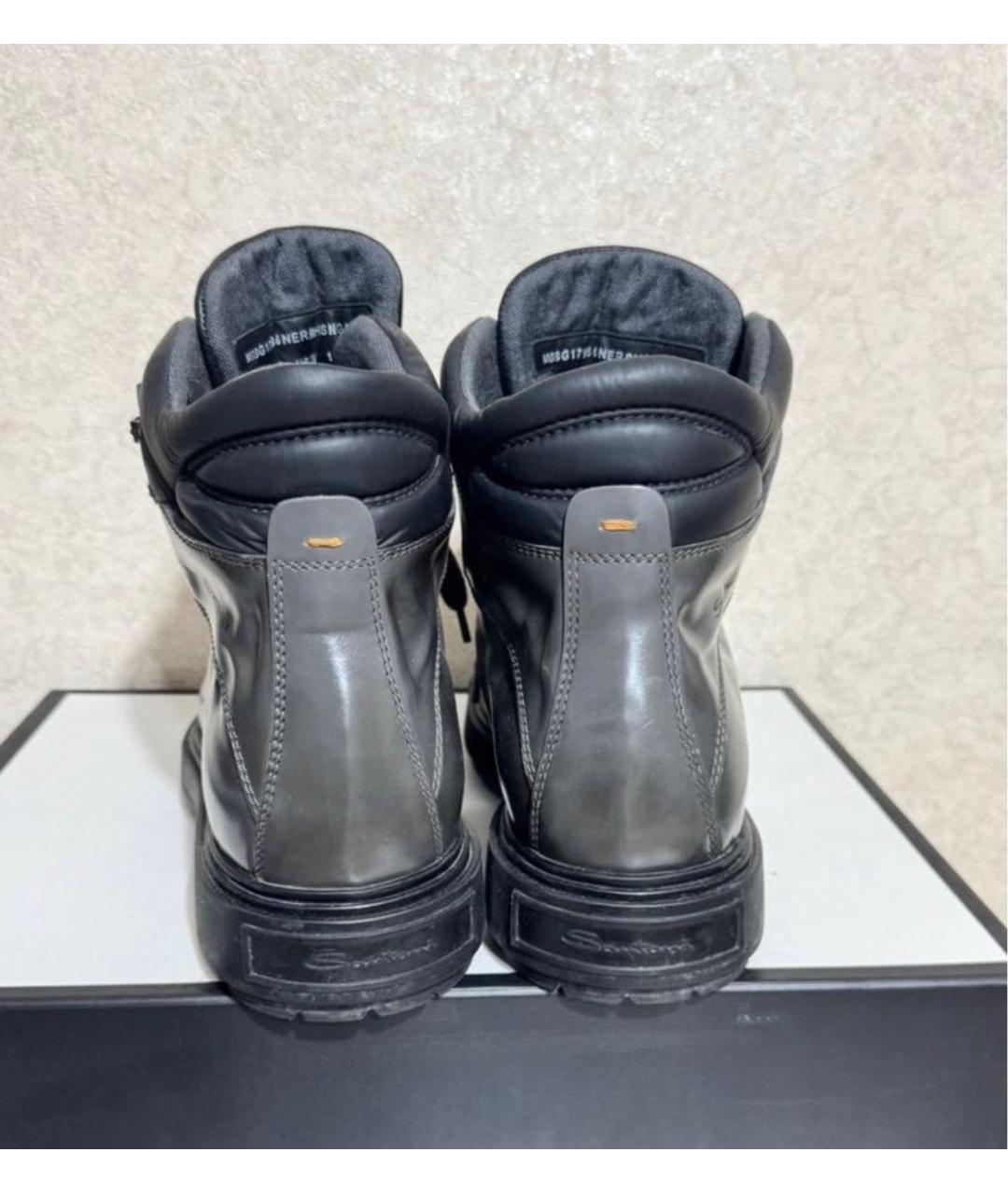 SANTONI Серые кожаные высокие ботинки, фото 4