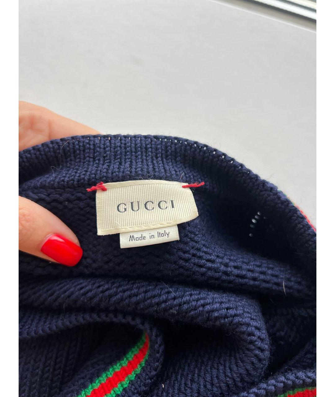 GUCCI Темно-синий шерстяной кардиган, фото 4