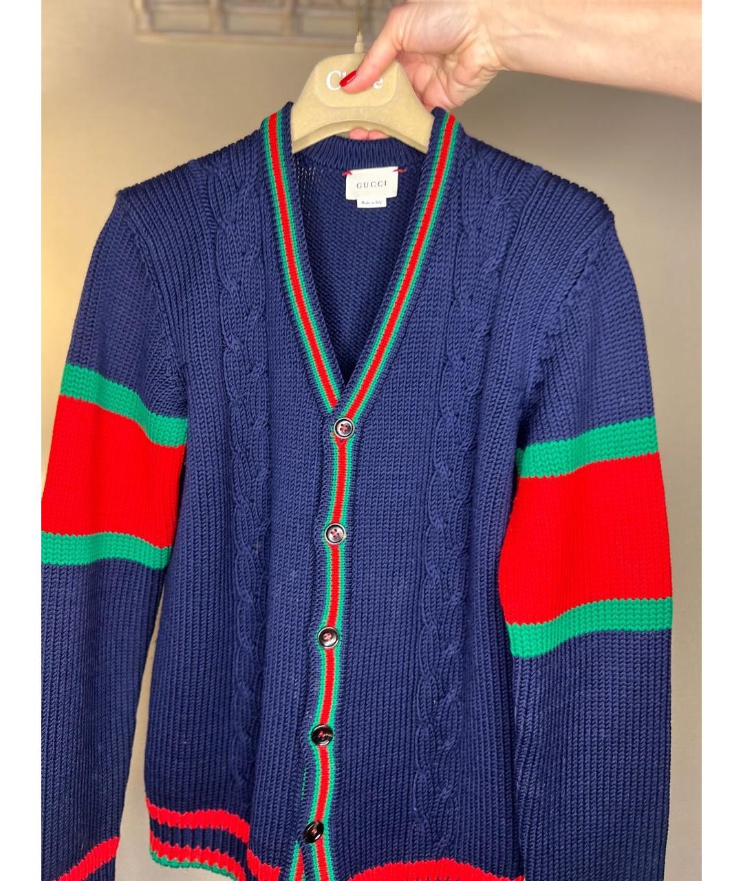 GUCCI Темно-синий шерстяной кардиган, фото 3