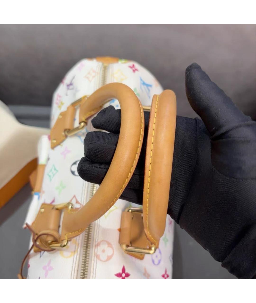 LOUIS VUITTON Белая кожаная сумка тоут, фото 6